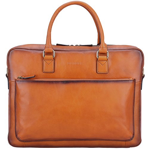Banuce Vintage Full Grain Leather Briefcase For Men Tote Business