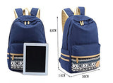 Eaglebeky Casual Style Lightweight Canvas Backpack School Bag Travel Daypack (Dark Blue)