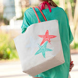 Starfish Canvas 22.5 X 17 Inch Womens Cotton Canvas Beach Bag Tote With Handles