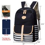 Leaper Cute Thickened Canvas School Backpack Laptop Bag Shoulder Daypack Handbag (L,Water Blue)