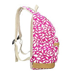 ABage Women's Canvas Backpack Lightweight Pattern Book Bag Laptop School Backpacks, Rose Red