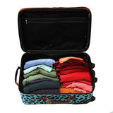 Rockland Rio Upright Carry-On & Tote 2-Piece Luggage Set - Blue Leopard