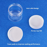 PandaHall Elite 18 Pieces 2 Oz Empty Clear Plastic Sample Containers Slime Storage Favor Jars Round Cosmetic Travel Pot with White Screw Cap Lids for Beads, Jewelry, Make Up, Nails Art, Cream