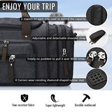 Toupons 20.8'' Large Canvas Travel Tote Luggage Men's Weekender Duffle Bag (Black)