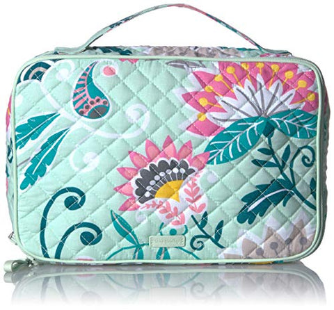 Vera Bradley Iconic Large Blush & Brush Case, Signature Cotton, Mint Flowers