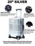 Cloud 9 - All Aluminum Luxury Hard Case Checked 24" Durable with 360 Degree 4 Wheel Spinner TSA Approved