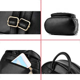 Cute Small Backpack Mini Purse Casual Waterproof Daypacks Leather for Teen Girls and Women (Black)