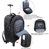Racini Nylon Waterproof Rolling Backpack, Freewheel Travel School Wheeled Backpack, Carry-On