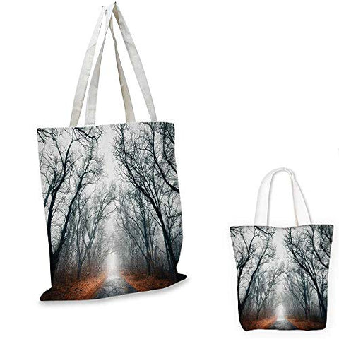 Mystic shopping bag Road Towards the Cloudy Autumn Sky Trees Golden Yellow Leaves on the Ground