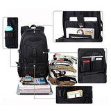 Kaka Water Resistant Laptop Backpack For 17-Inch Laptop Travel Work School College Bag Black