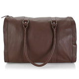 HADAKI Genuine Leather Duffel Carry On Hand Bag Cognac Brown