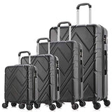 4PC Luggage Sets, ABS Hardshell Luggage Set Lightweight Hard Shell Travel Suitcases w/Spinner Wheels Free Suitcase Cover(18 20 24 28Inch) (Black)