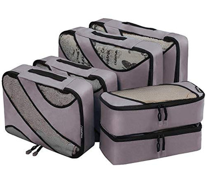Bagail 6 Set Packing Cubes,3 Various Sizes Travel Luggage Packing Organizers(Dark Grey)