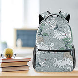 LORVIES Japanese Art Flying Cranes Water And Trees Backpacks for Traveling Hiking Shopping