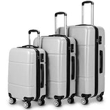 GHP 20" 24" 28" Silvery Gray Travel Suitcase Trolleys w TSA Lock & Aluminum Handle