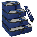 BAGAIL 4 Set Packing Cubes,Travel Luggage Packing Organizers with Laundry Bag Navy