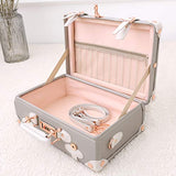 Unitravel Vintage Suitcase PU Little Handbag Cosmetic case Gray 12 inch (Gray)