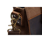 S-Zone Vintage Canvas Genuine Leather Messenger Traveling Briefcase Shoulder Laptop Bag