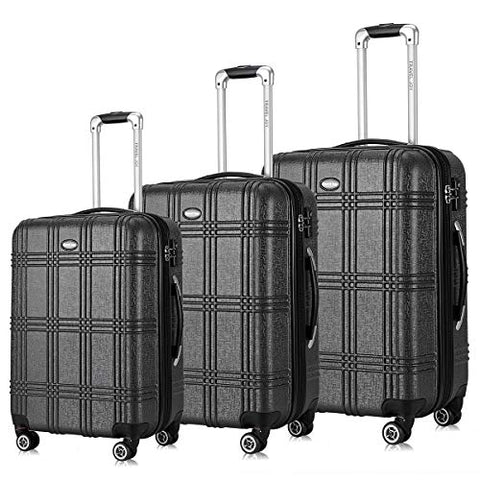 Travel Joy Expandable Spinner Luggage Sets,TSA lightweight Hardside Luggage Set, Premium Hardshell 20" 24"28 inches Luggage 3 piece Set (DARK GREY, 3-piece)