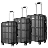 Travel Joy Expandable Spinner Luggage Sets,TSA lightweight Hardside Luggage Set, Premium Hardshell 20" 24"28 inches Luggage 3 piece Set (DARK GREY, 3-piece)