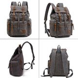High Capacity Canvas Vintage Backpack - for School Hiking Travel 12-17" Laptop