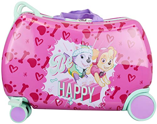 INFANS Kids Luggage, 16’’ Carry on Rolling Suitcase for Girls Boys with 2 Flashing Spinner Wheels, Pink Pony