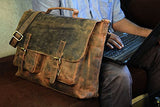 Kk'S 18" Inch Retro Buffalo Hunter Leather Laptop Messenger Bag Office Briefcase College Bag