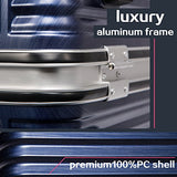 Coolife Luggage Aluminium Frame Suitcase 3 Piece Set With Tsa Lock 100%Pc (L(28In), Blue)