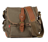 AUGUR Men's Canvas Leather Cross-Body Shoulder Bag Casual Messenger Bag