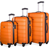 Merax 3 Pcs Luggage Set Expandable Hardside Lightweight Spinner Suitcase (Orange)