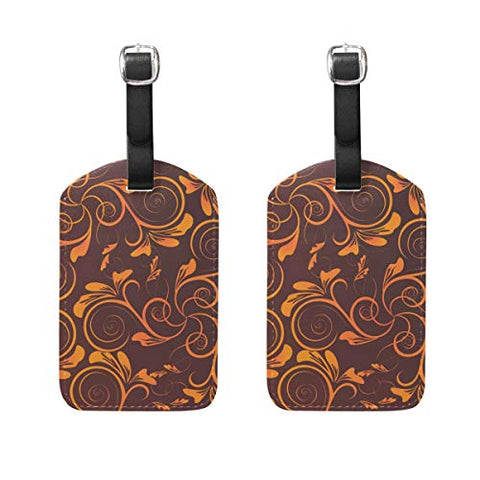 Luggage Tags Orange Flower Mens Tag Holder Kids Bag Labels Traveling Accessories Set of 2