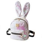 Aibearty Rabbit Ears Backpack Sequins Rucksack Casual Bag