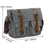 Lifewit 15.6"-17.3" Men's Messenger Bag Vintage Canvas Leather Military Shoulder Laptop Bags