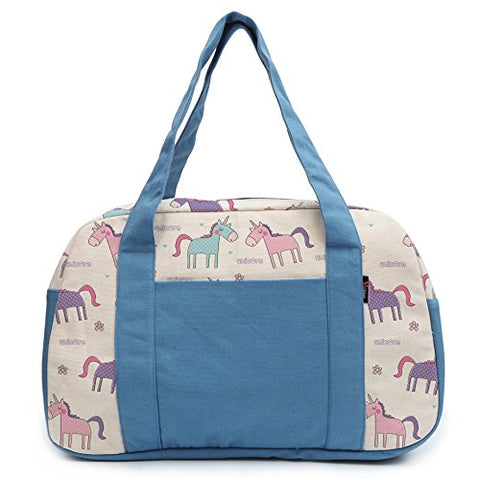 Women'S Seamless Cute Unicorn Pattern Printed Canvas Duffel Travel Bags Was_19