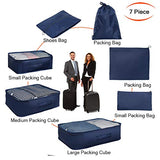 Aoolife 7 Set Travel Storage Bags Packing cubes Multi-functional Clothing Sorting Packages,Travel Packing Pouches,Luggage Organizer with shoe bag (Dark blue)