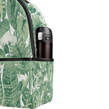 Watercolor Green Leaf Backpack School Travel Bag Daypack for Women Girls Boys