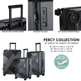 TPRC 3 Piece "Percy Collection" Premium 8-Wheel Luggage Set with TSA Lock System Includes 28" Suitcase, 24" Upright, and 20" Carry-On, Black Color Option