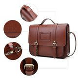 ECOSUSI Women Briefcase Vintage Crossbody Messenger Bag PU Leather Satchel Purse, Coffee