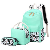 School Backpacks for Teen Girls Lightweight Canvas Backpack Bookbags Set (Light Green-1)