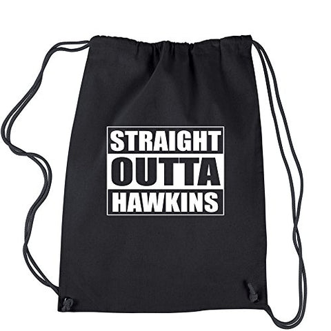 Backpack Stranger Straight Outta Hawkins Black Drawstring Backpack