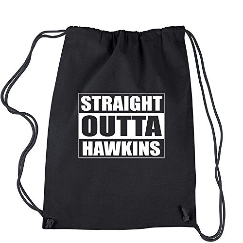 Backpack Stranger Straight Outta Hawkins Black Drawstring Backpack