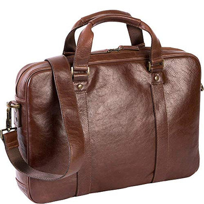 Boconi Becker RFID Zip Brief (Whiskey w/Khaki and Gingham)