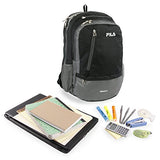 Fila Duel School Laptop Computer Tablet Book Bag Backpack, Black