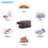 S-Zone Vintage Leather Trim Canvas Toiletry Bag Shaving Dopp Case Cosmetic Makeup Bag