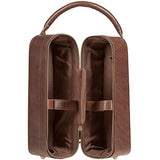 Will Leather Goods Double Bottle Leather Wine Case With Padding - Brown