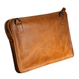 Sealinf Mens Leather Handbag Zipper Briefcase Shoulder Crossbody Messenger Bag (Light Brown)