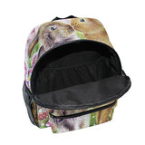Giovanior Kiss Hares Rabbit Bunny Butterfly Painting Pattern Lightweight Travel School Backpack For