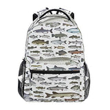 Sea Fish Pattern Daypack Backpack School College Travel Hiking Fashion Laptop Backpack for Women Men Teen Casual Schoolbags Canvas