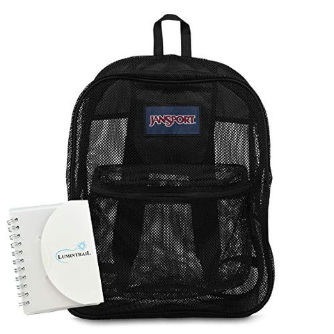 JanSport Mesh Pack Backpack Mesh Bag Black Bundle with a Lumintrail Memo Pad