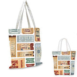 Vintage canvas messenger bag Various Tickets Collection Circus Cinema Museum Festival Old Concept